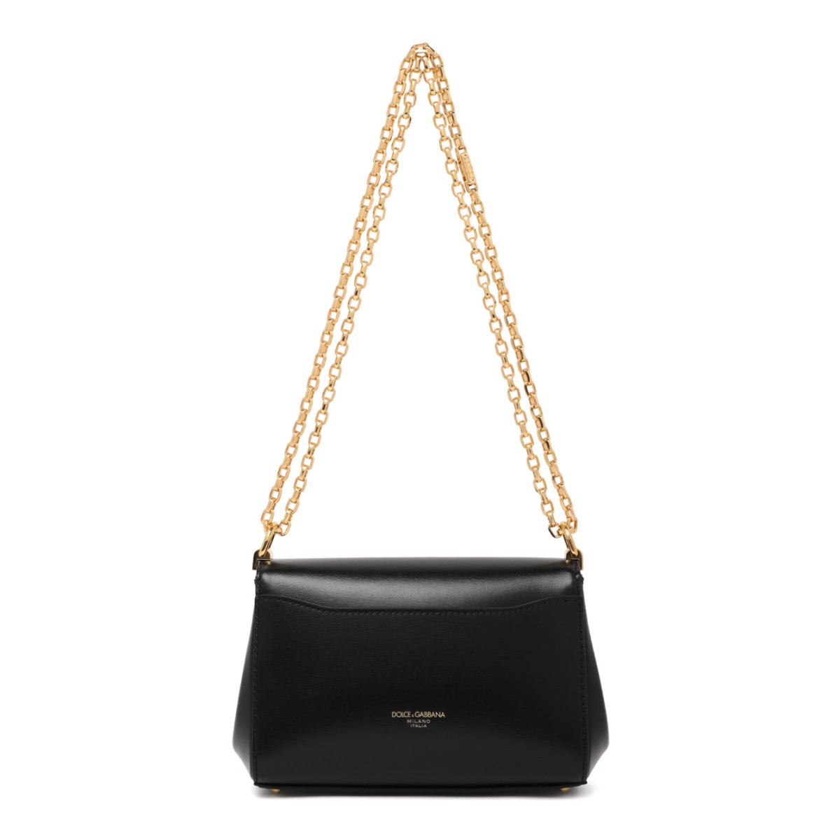 Dolce & Gabbana Black Leather Chain Shoulder Bag.