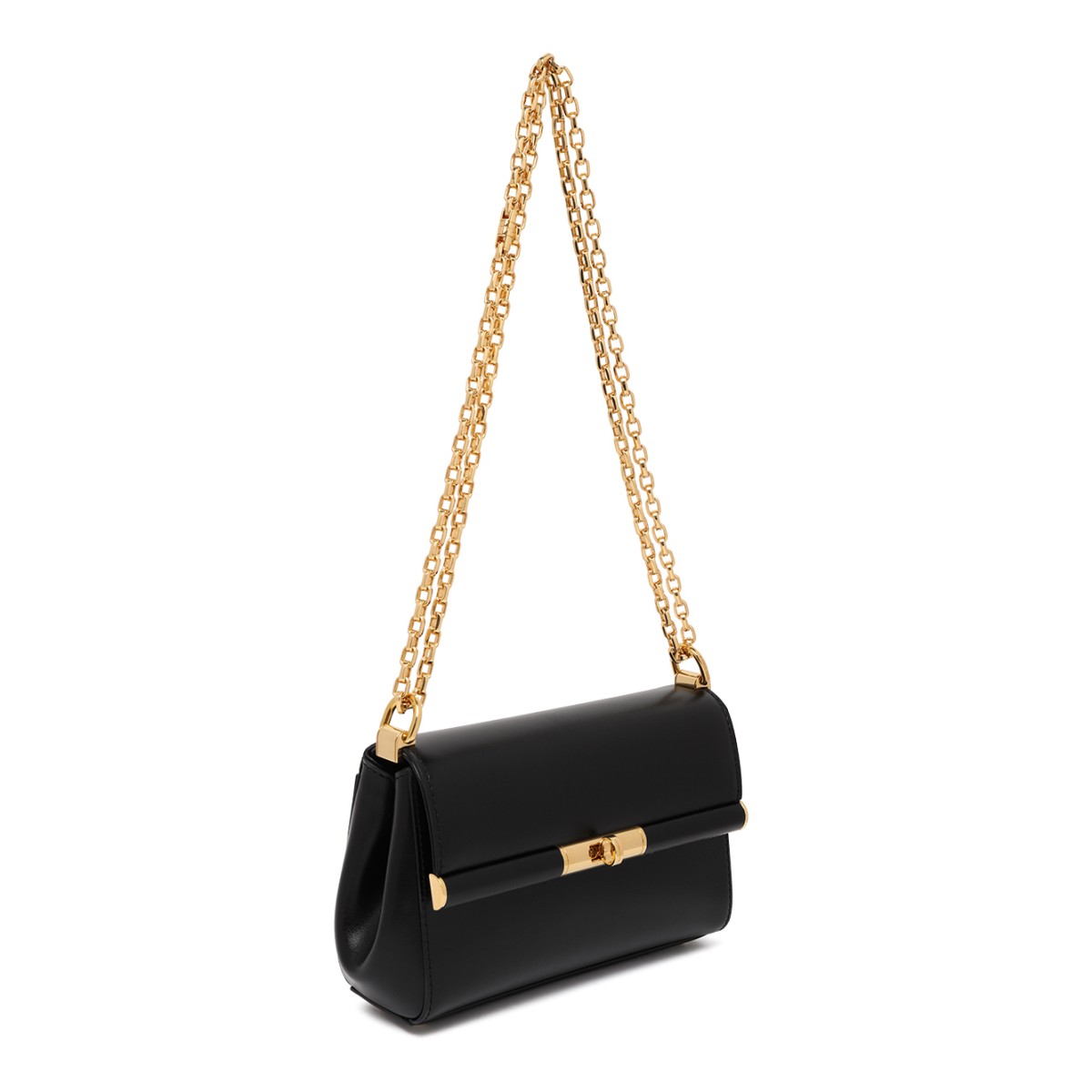 Dolce & Gabbana Black Leather Chain Shoulder Bag.