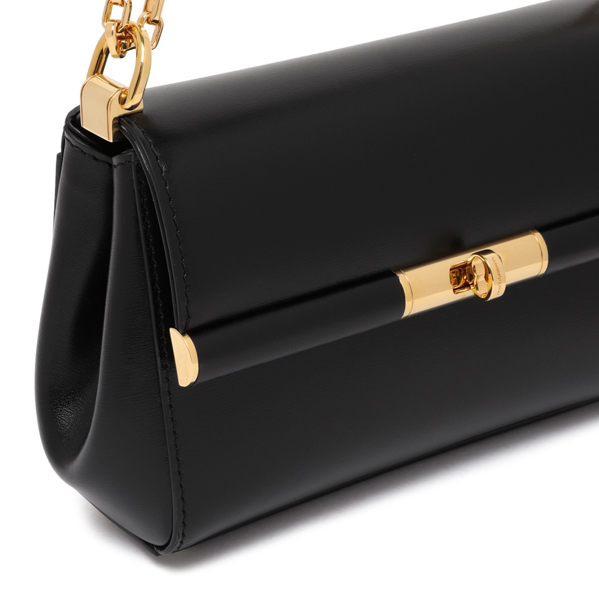 Dolce & Gabbana Black Leather Chain Shoulder Bag.