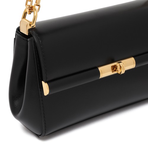Dolce & Gabbana Black Leather Chain Shoulder Bag.