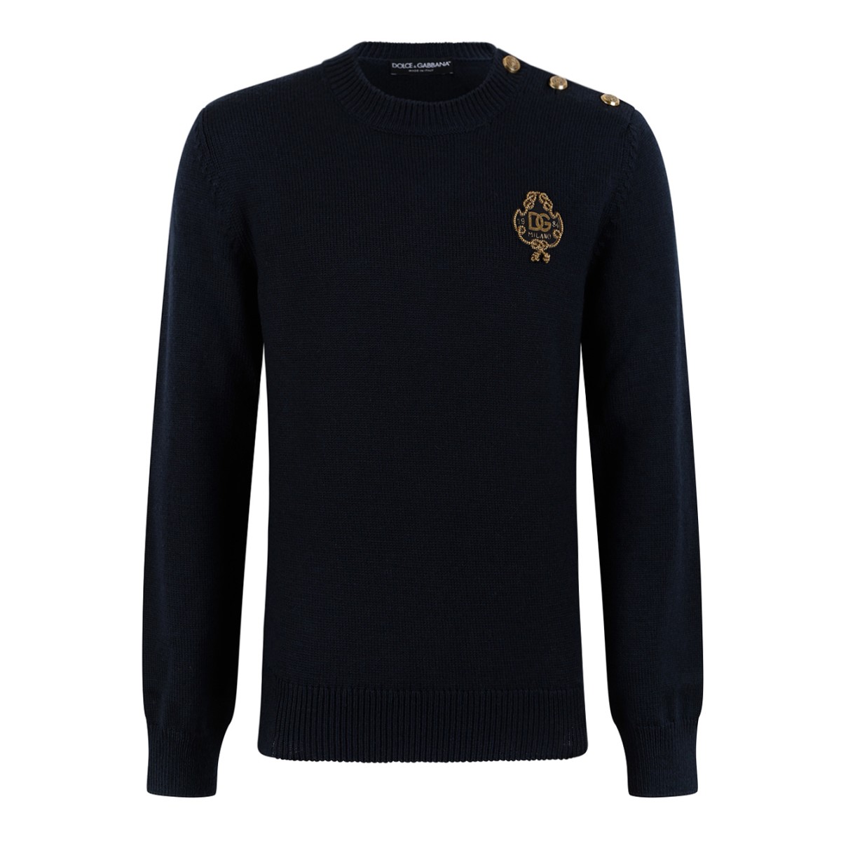 Dolce & Gabbana Black Crest Logo Sweater.