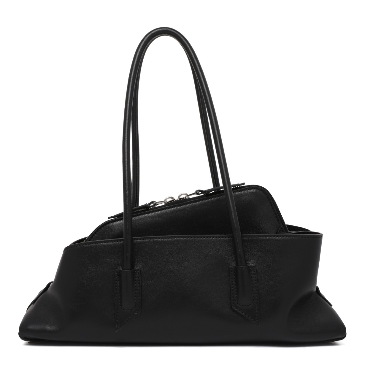 The Attico Black Leather East-West Tote Bag.