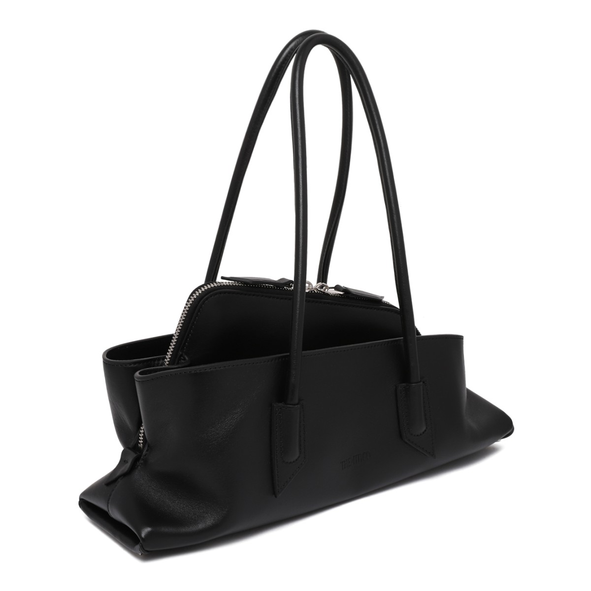 The Attico Black Leather East-West Tote Bag.