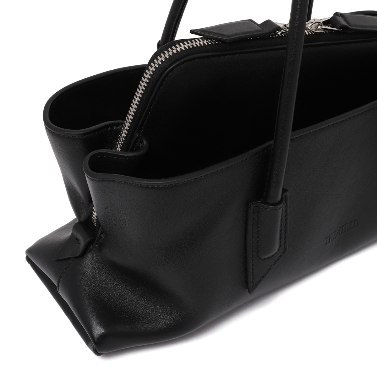 The Attico Black Leather East-West Tote Bag.