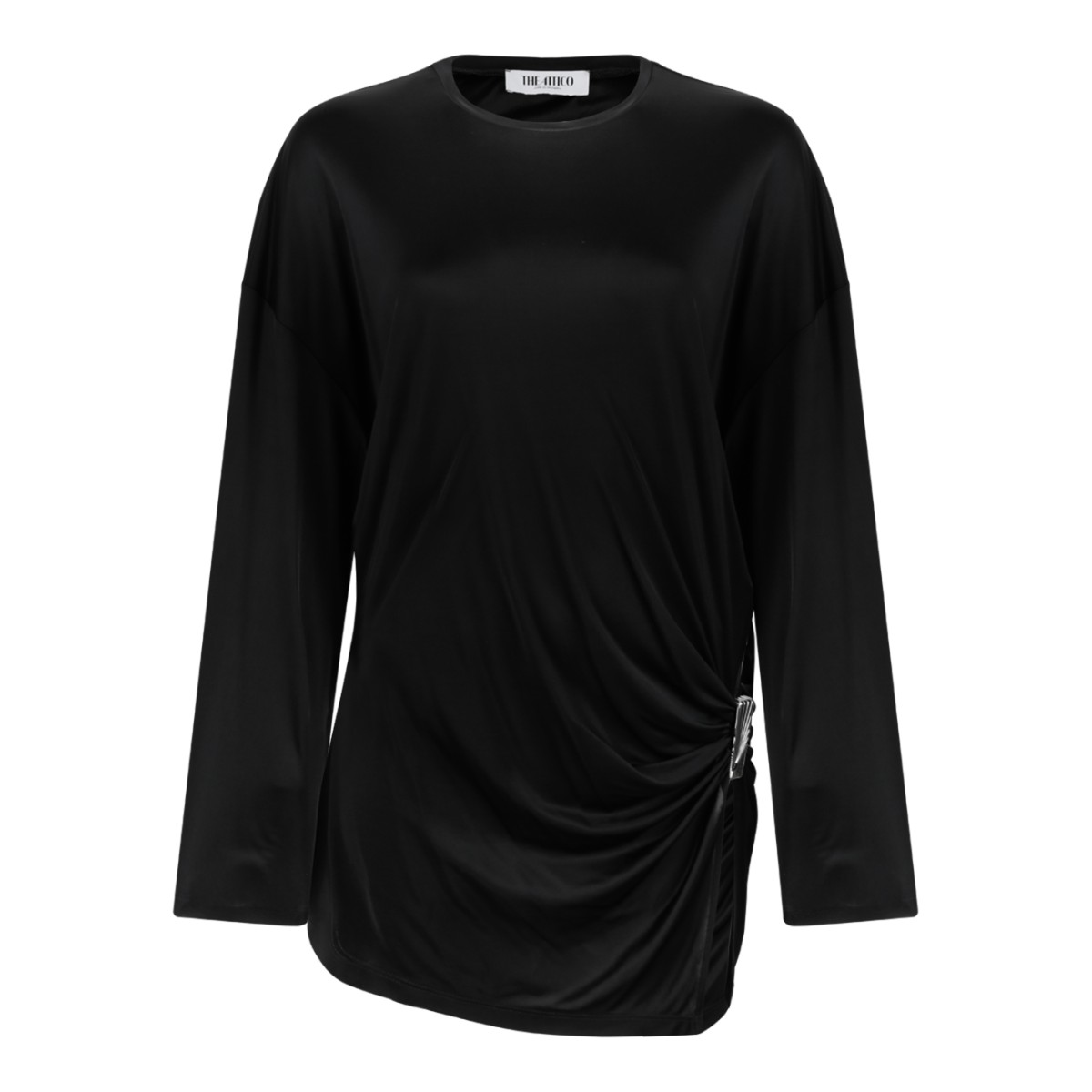 The Attico Black Draped Mini Dress.