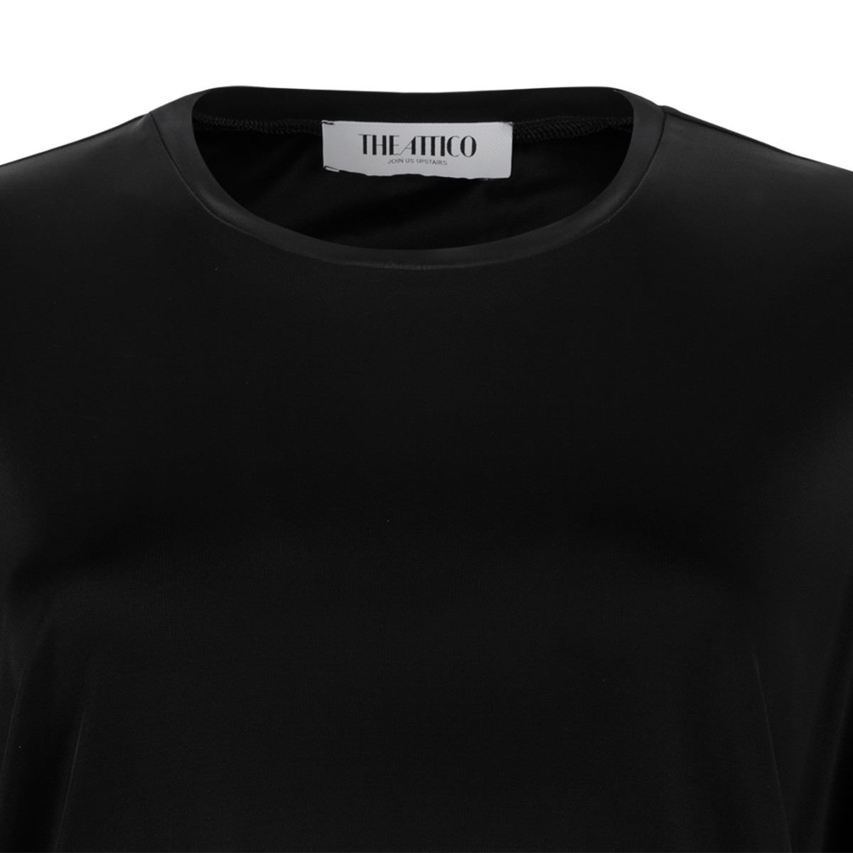 The Attico Black Draped Mini Dress.