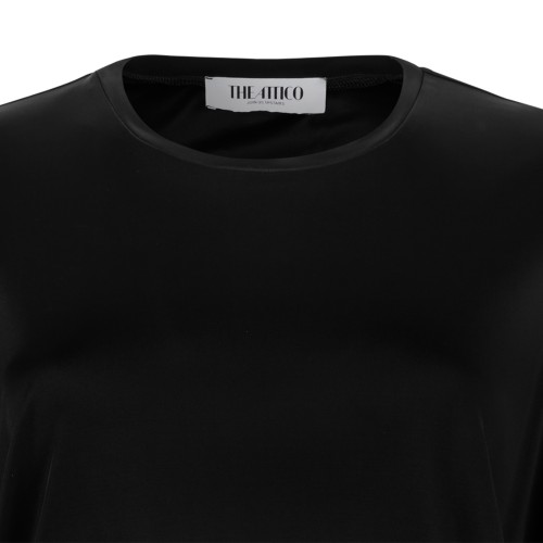 The Attico Black Draped Mini Dress.