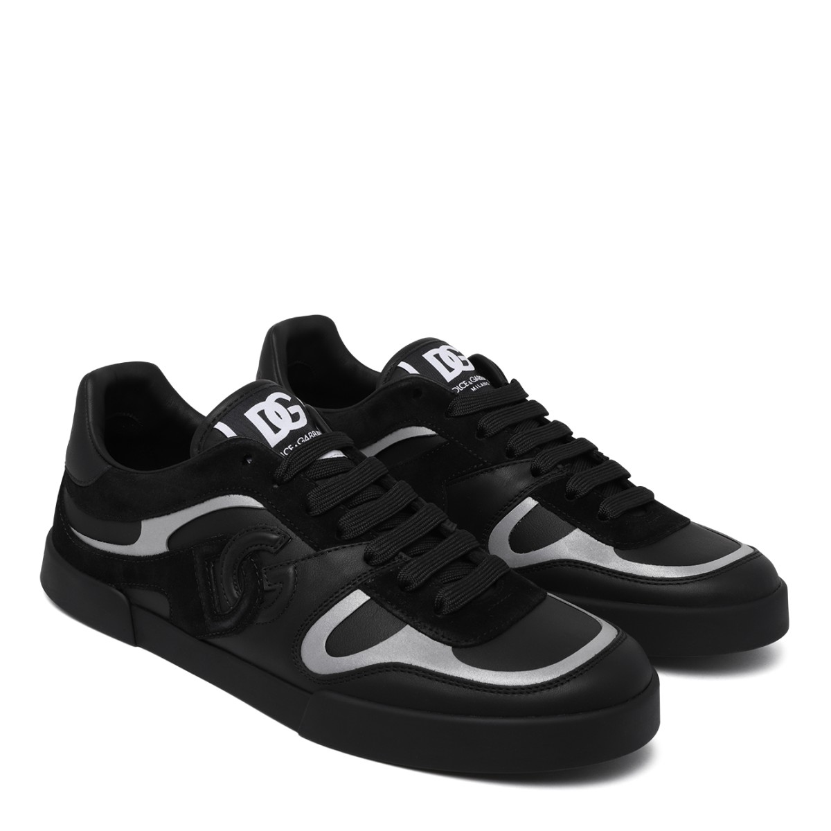 Dolce & Gabbana Black and Grey DG Logo Sneakers.