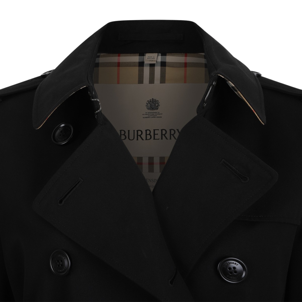 Burberry Black Belted Trench Coat.