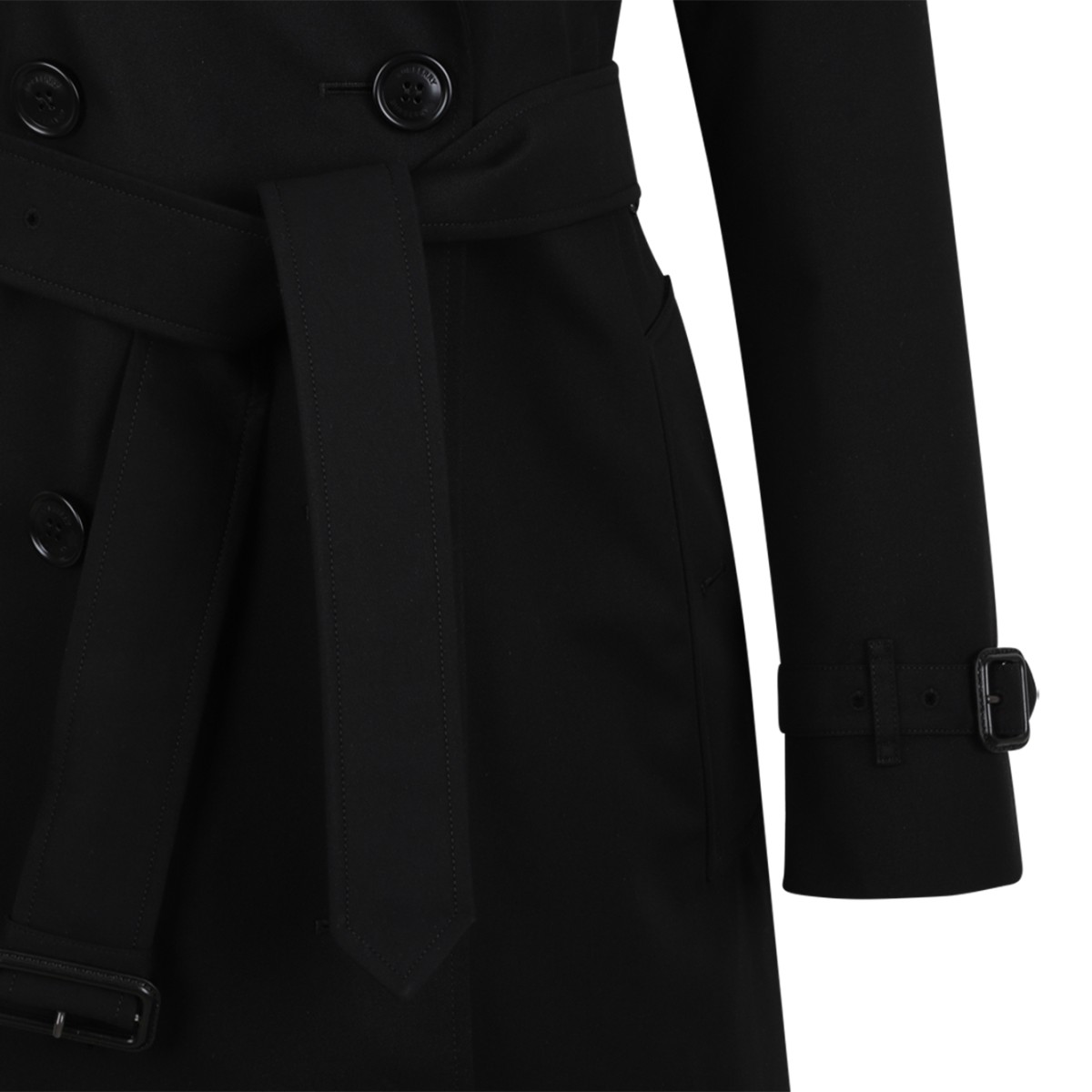 Burberry Black Belted Trench Coat.