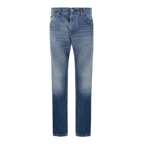 Dolce & Gabbana Blue Faded Denim Jeans.