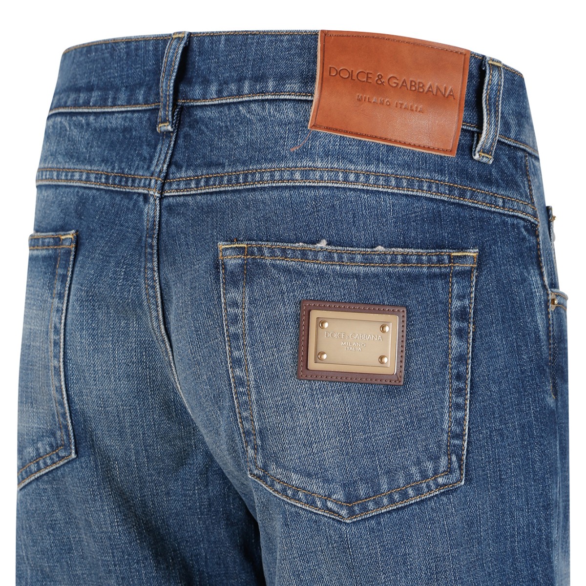 Dolce & Gabbana Blue Faded Denim Jeans.