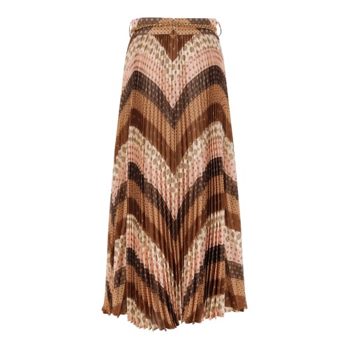 Zimmermann Brown Chevron Print Midi Skirt. 2