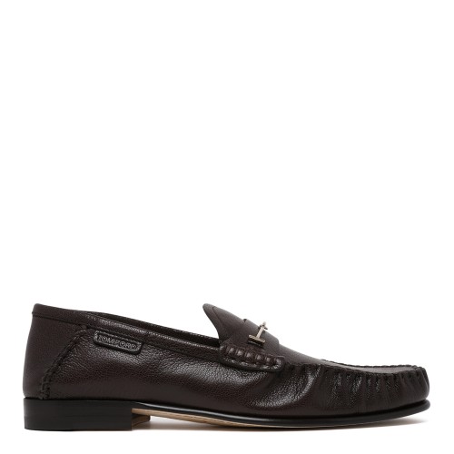 Tom Ford Dark Brown Leather Penny Loafers.