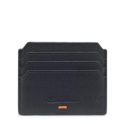 Black tumbled leather credit card holder