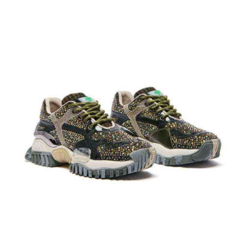 JOIAPARIS Black Multicolor Crystal-Embellished Chunky Sneakers. 2