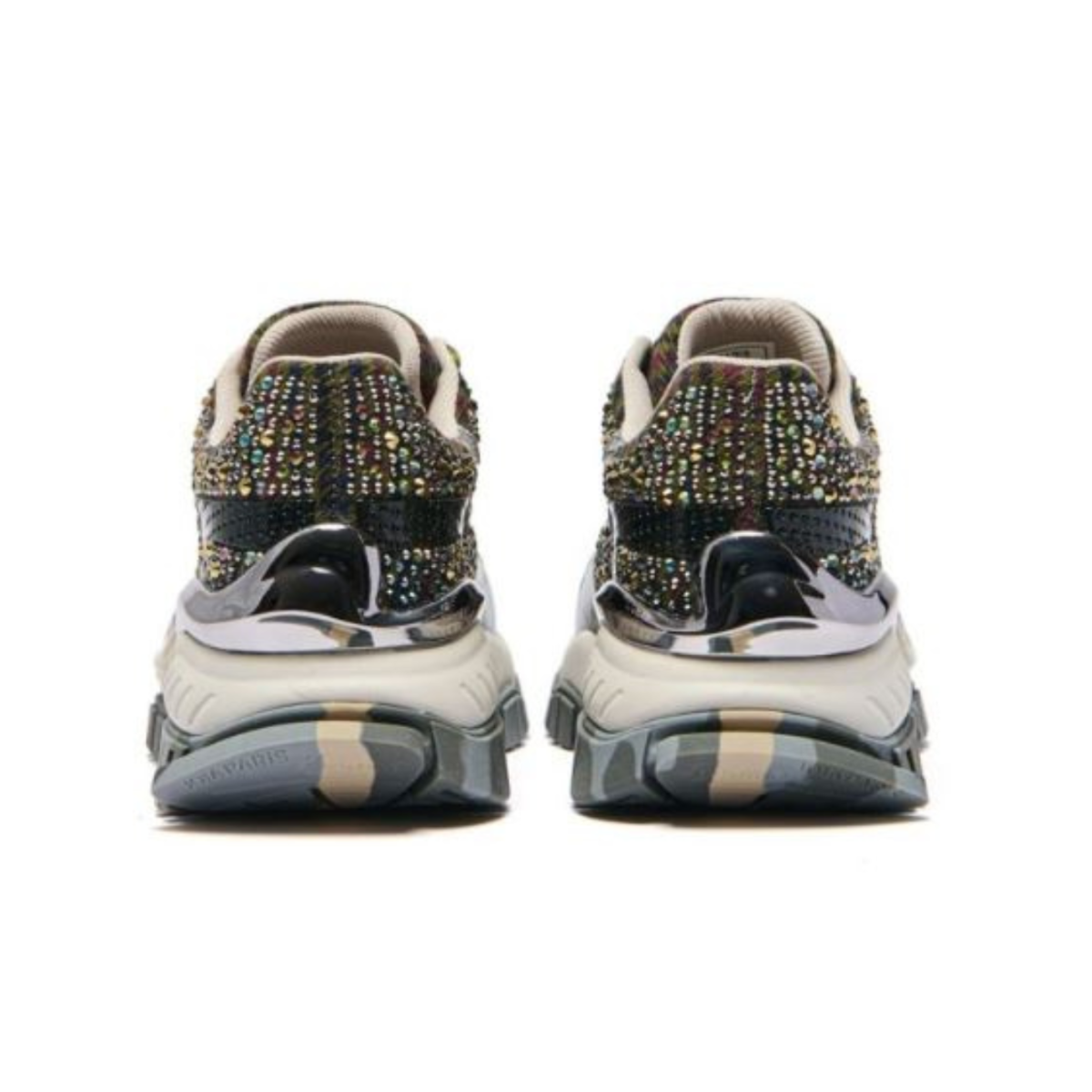 JOIAPARIS Black Multicolor Crystal-Embellished Chunky Sneakers.
