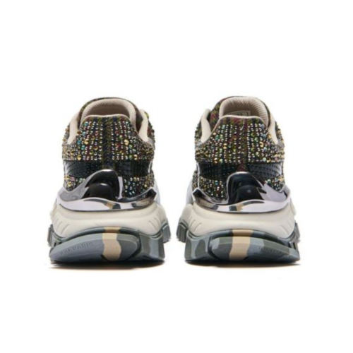 JOIAPARIS Black Multicolor Crystal-Embellished Chunky Sneakers.