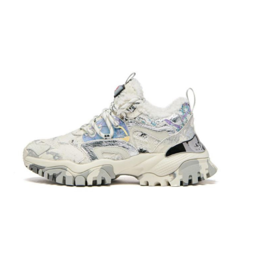 JOIAPARIS White and Silver Chunky Sneakers.
