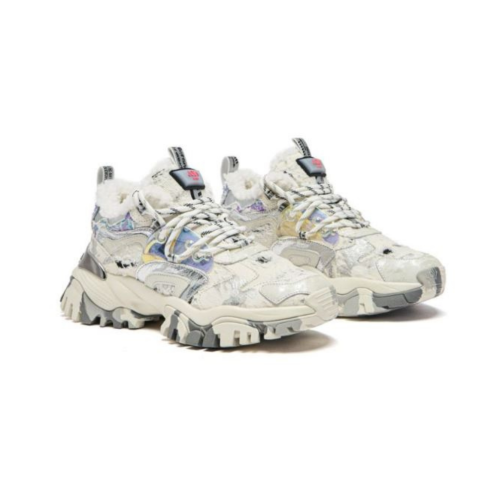 JOIAPARIS White and Silver Chunky Sneakers. 2