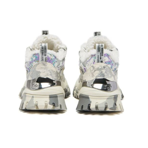 JOIAPARIS White and Silver Chunky Sneakers.