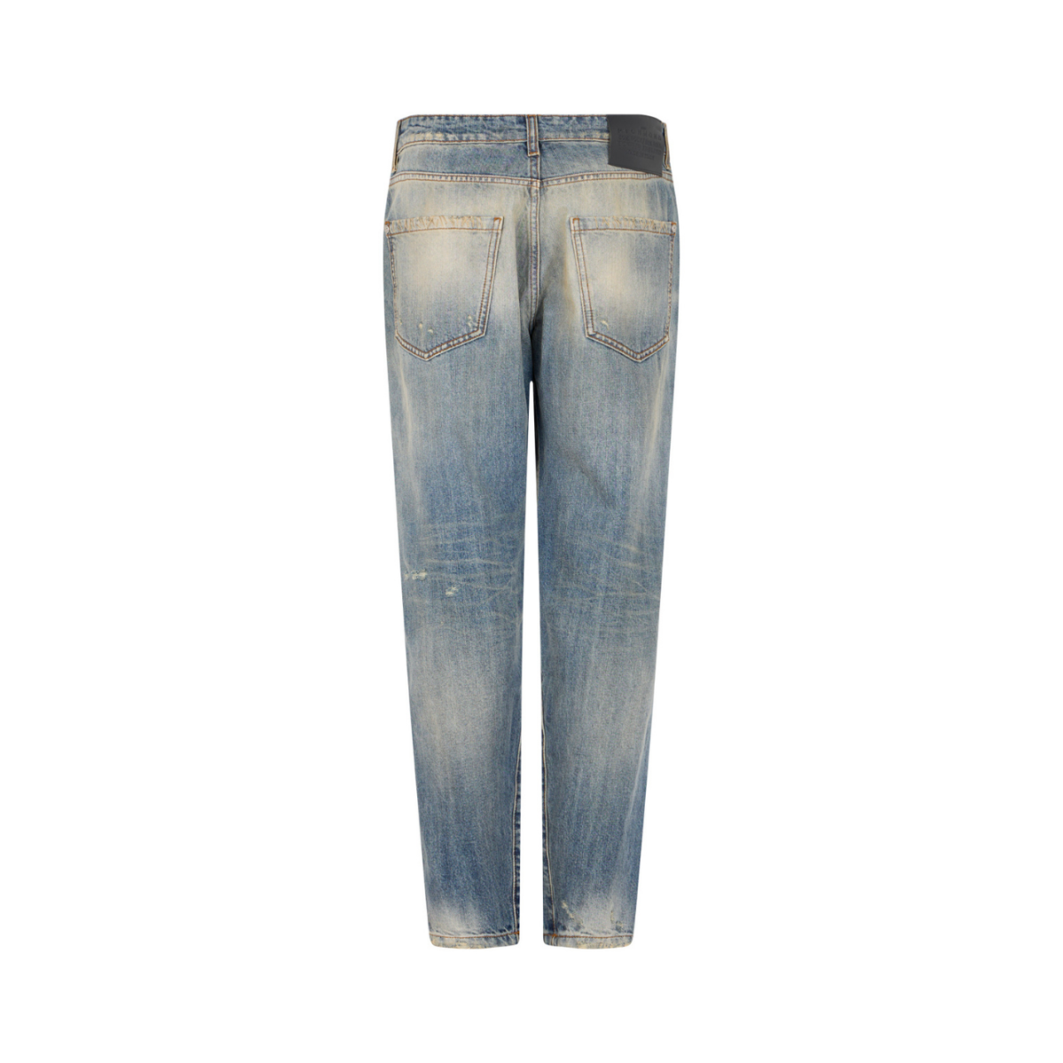 John Richmond Blue Distressed Straight-Leg Jeans.