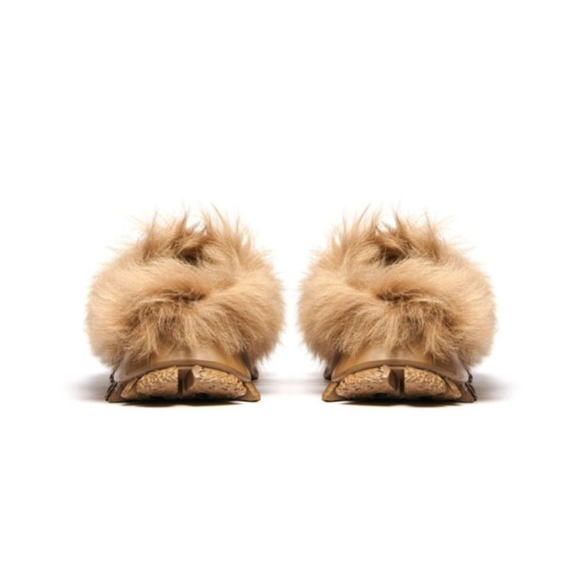 JOIAPARIS Beige Faux Fur Mule Sneakers.