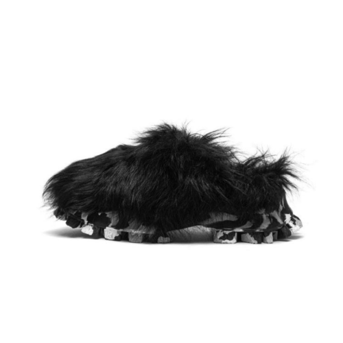 JOIAPARIS Black Faux Fur Mule Sneakers.