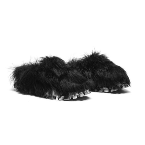 JOIAPARIS Black Faux Fur Mule Sneakers. 2