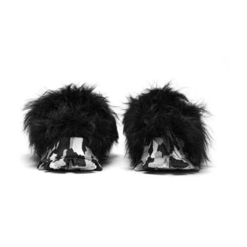 JOIAPARIS Black Faux Fur Mule Sneakers.