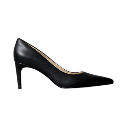 Calvin Klein Black Leather Pointed-Toe Pumps.
