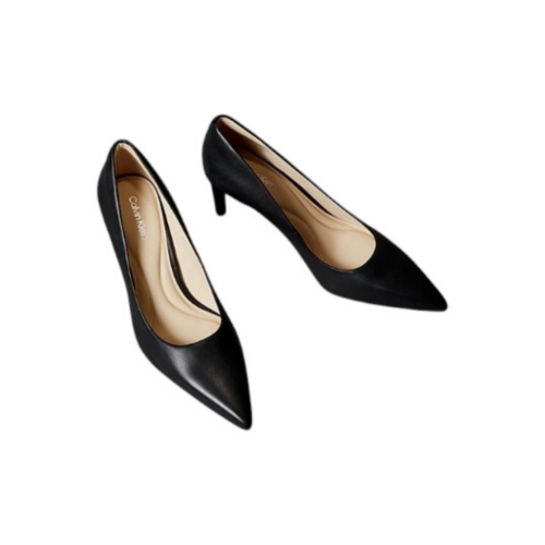 Calvin Klein Black Leather Pointed-Toe Pumps. 2