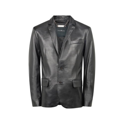 John Richmond Black Leather Tailored Blazer.