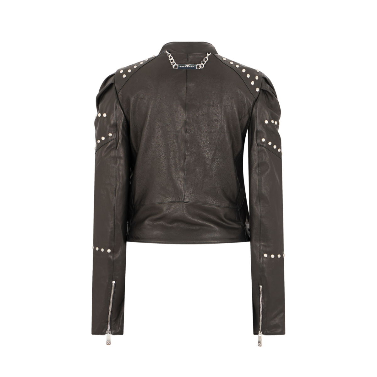 John Richmond Black Studded Leather Biker Jacket.