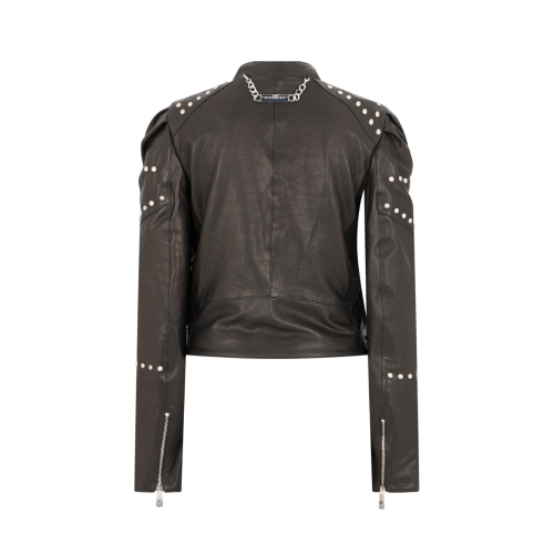 John Richmond Black Studded Leather Biker Jacket.