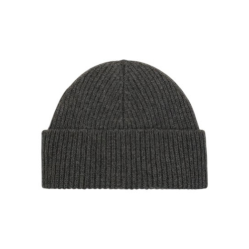 AMI Paris Grey Ami de Cur Ribbed Beanie. 2