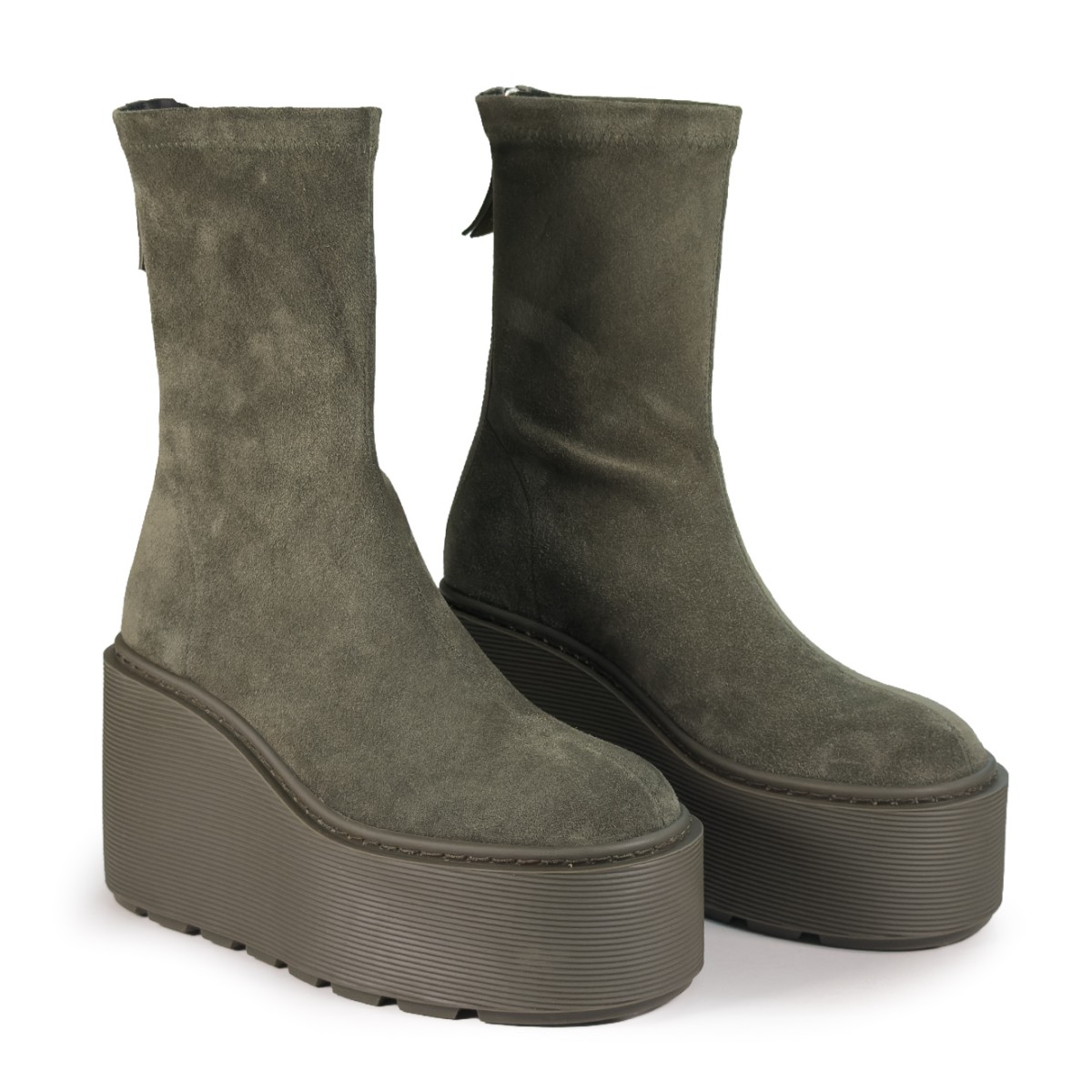 Vic Mati Olive Green Suede Platform Boots.
