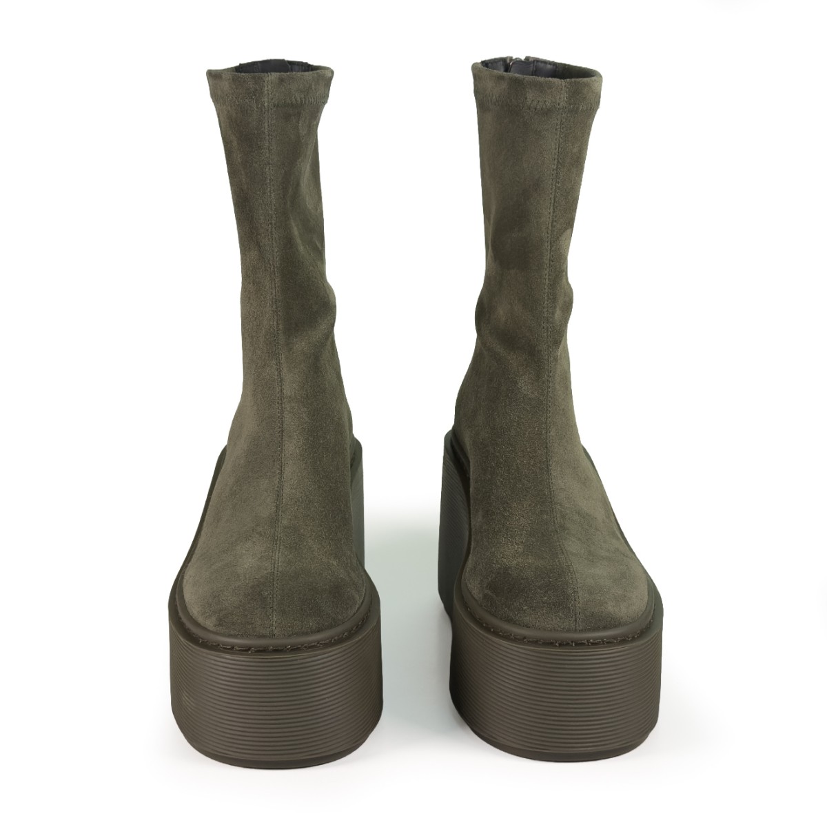 Vic Mati Olive Green Suede Platform Boots.