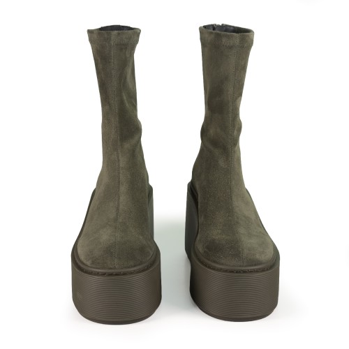 Vic Mati Olive Green Suede Platform Boots.
