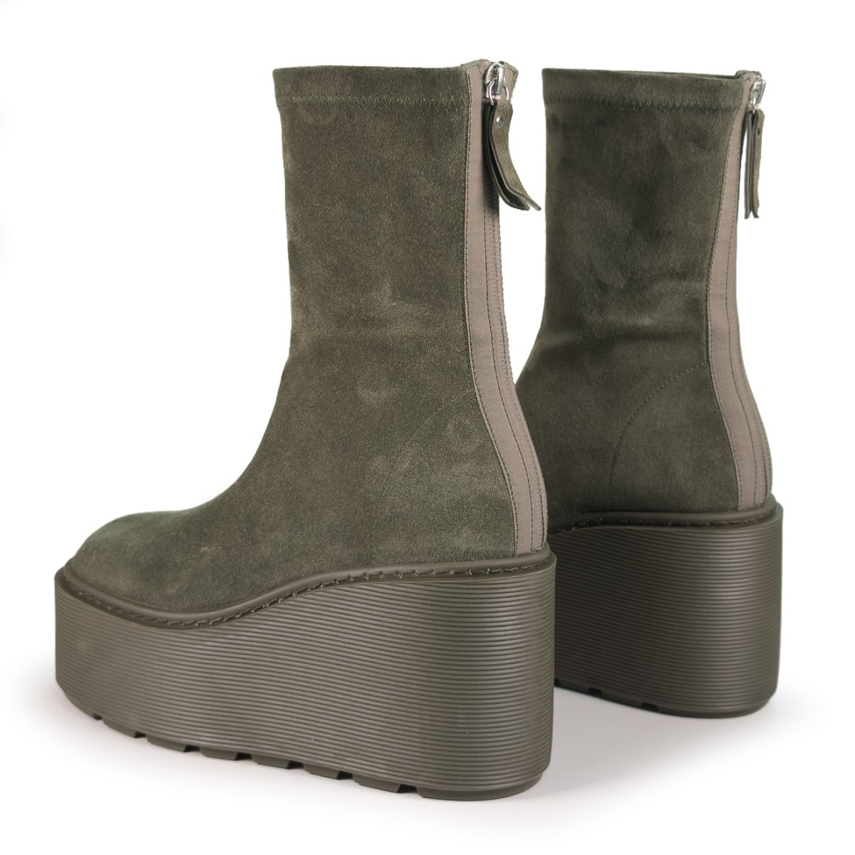 Vic Mati Olive Green Suede Platform Boots.