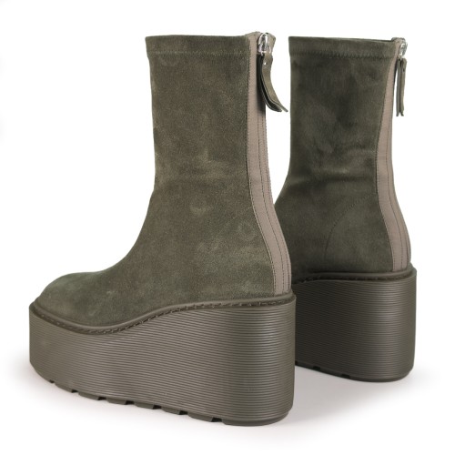Vic Mati Olive Green Suede Platform Boots.