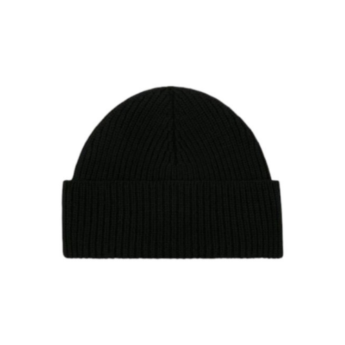 AMI Paris Black Ami de Cur Ribbed Beanie.