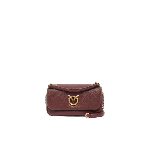 Pinko Brown Leather Mini Shoulder Bag.
