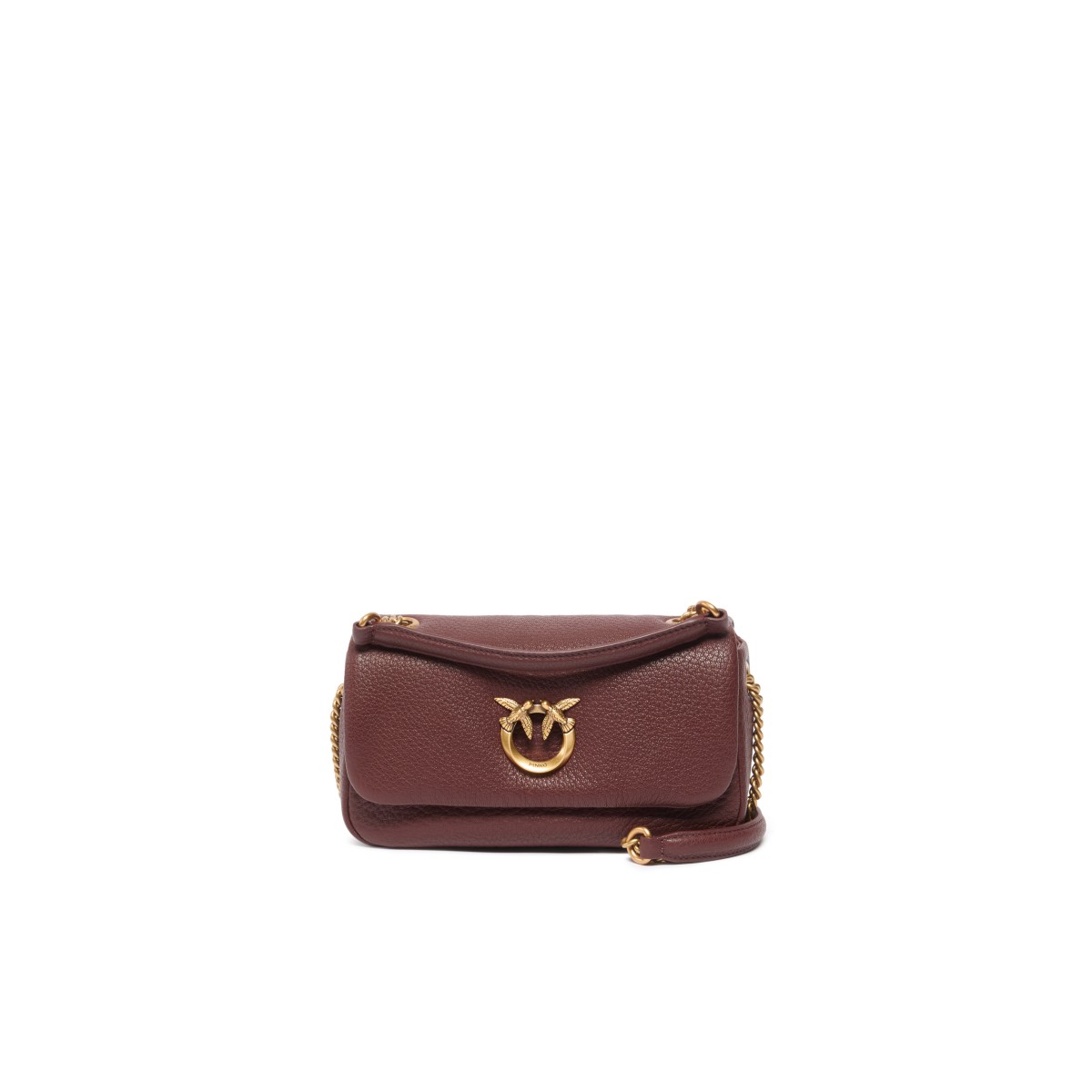 Pinko Brown Leather Mini Shoulder Bag.