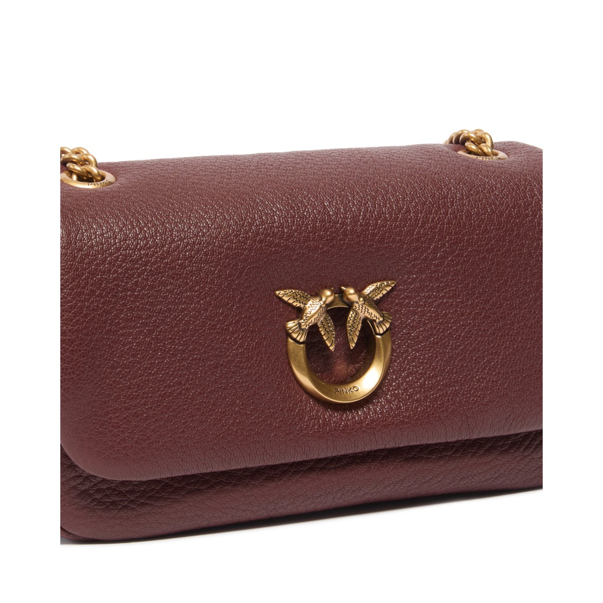 Pinko Brown Leather Mini Shoulder Bag.