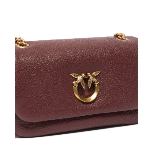 Pinko Brown Leather Mini Shoulder Bag.