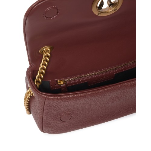 Pinko Brown Leather Mini Shoulder Bag.