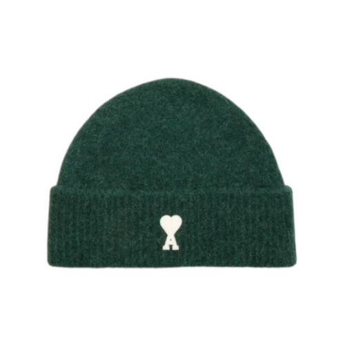 AMI Paris Dark Green Ami de Cur Beanie.