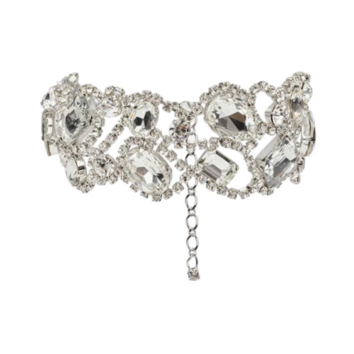 Choker composed of an intricate arrangement of mixed-cut crystals in oval, pear and emerald shapes.