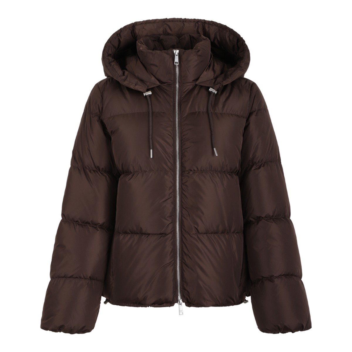 ADD Brown Hooded Puffer Jacket. 